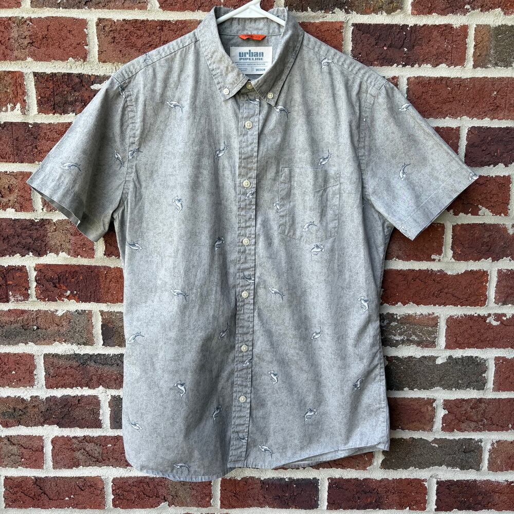 Urban Pipeline Shark Print Button Up Shirt Size Medium